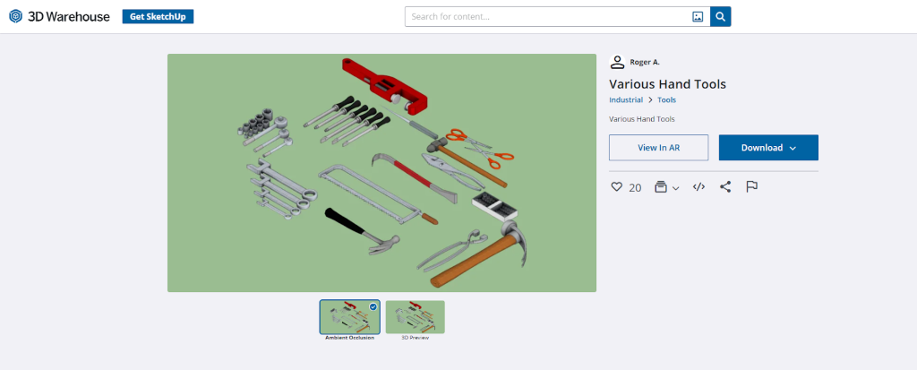 3D warehouse tools like SketchUp
