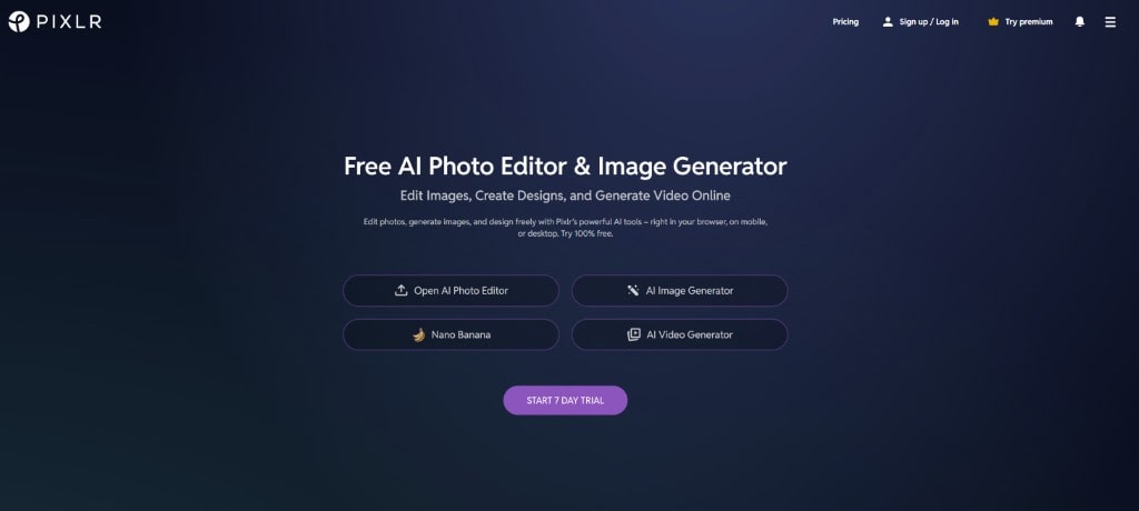 Free Ai photo editor with PIXLR