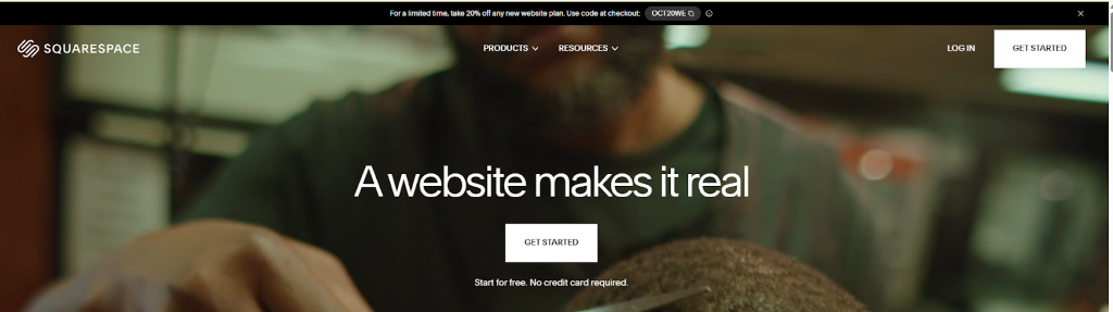 screenshot website Squarespace