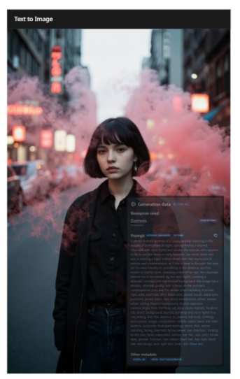 A side-by-side comparison of two young women sitting on a red blanket in a park. The AI Outpainting (right) seamlessly extends the scene to include a picnic basket, bread, and fruits.