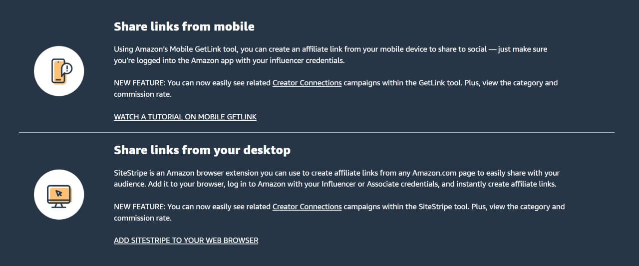 Master Amazon affiliate marketing by using Mobile GetLink and SiteStripe tools for efficient link building.