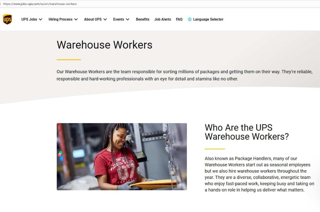 UPS Package Handler ensuring fast, reliable package sorting, a vital part of affordable shipping and packaging solutions.