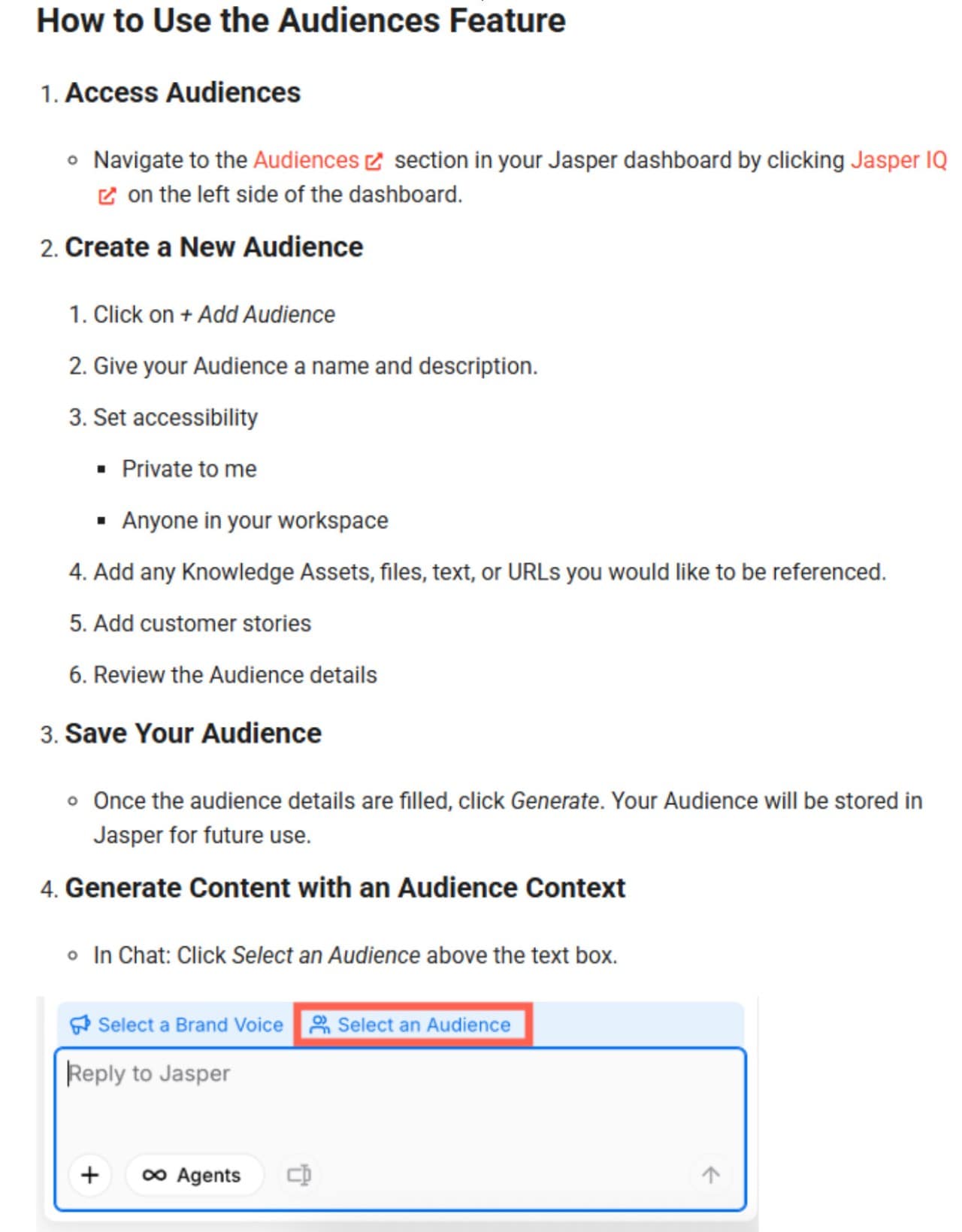 How to use the audiences feature