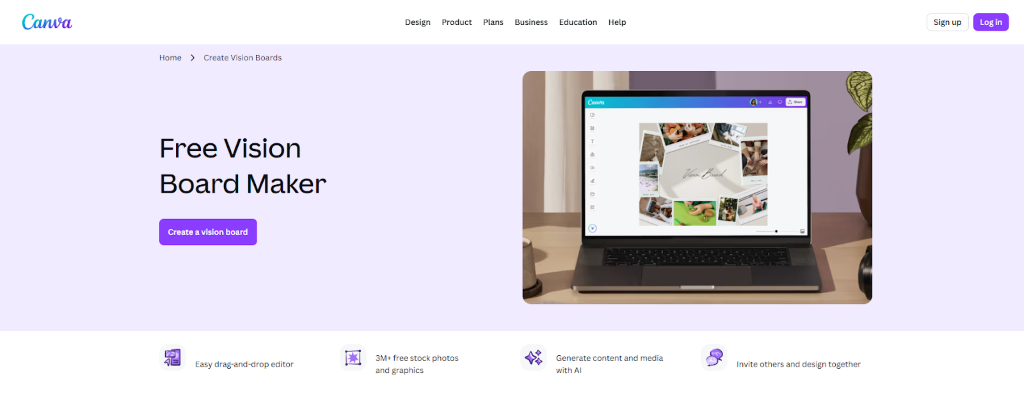 Canva vision board feature