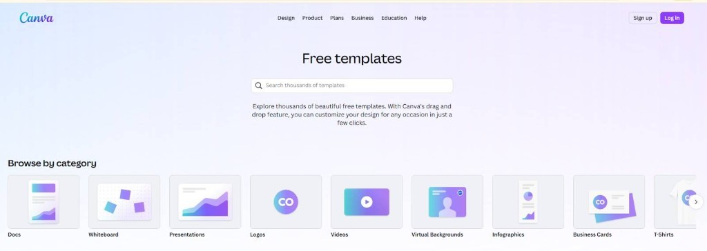Screenshot Canva templates