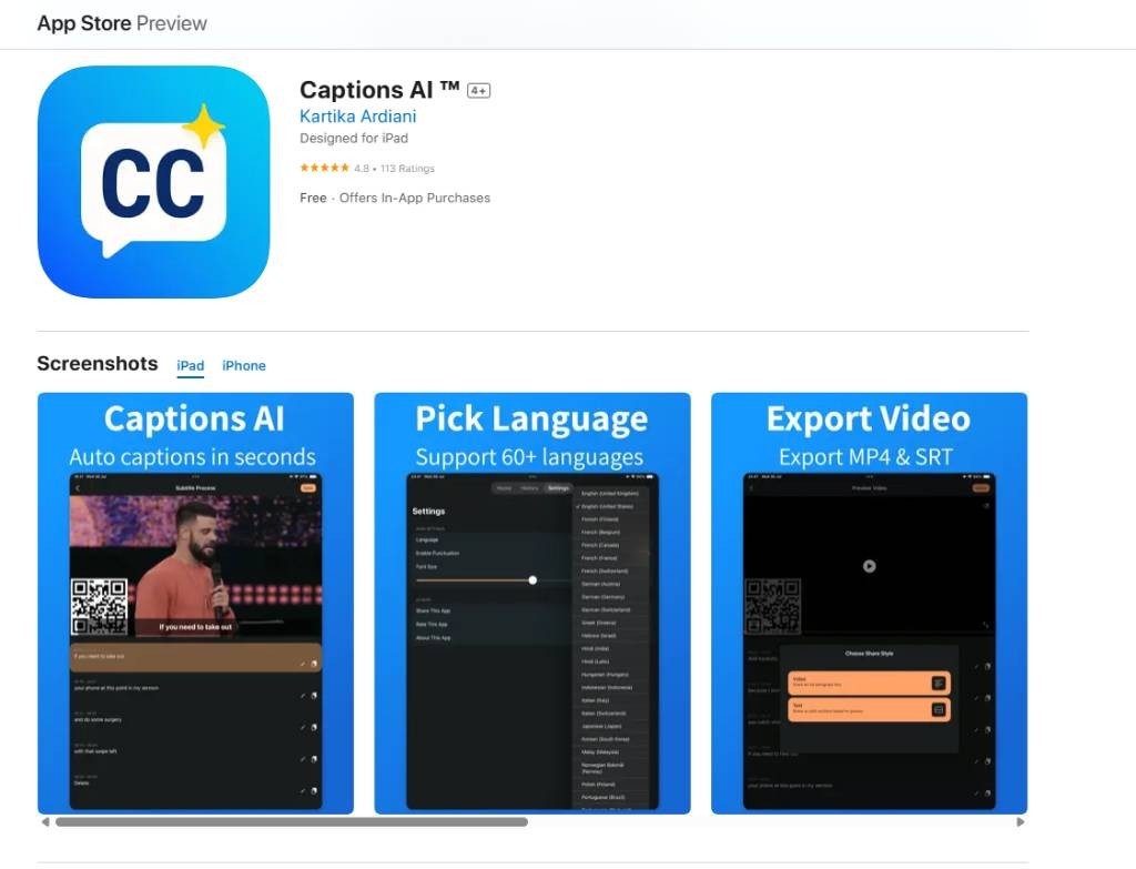 screenshot Captions AI