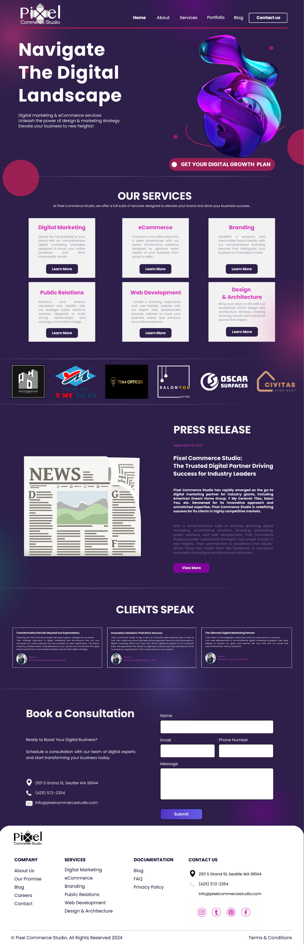 Professional template website for business