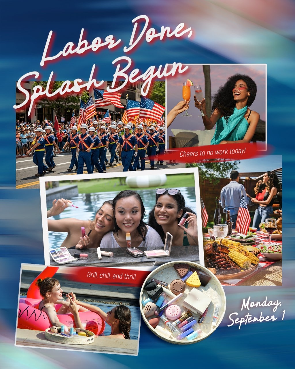 A Labor Day promotional collage with the text