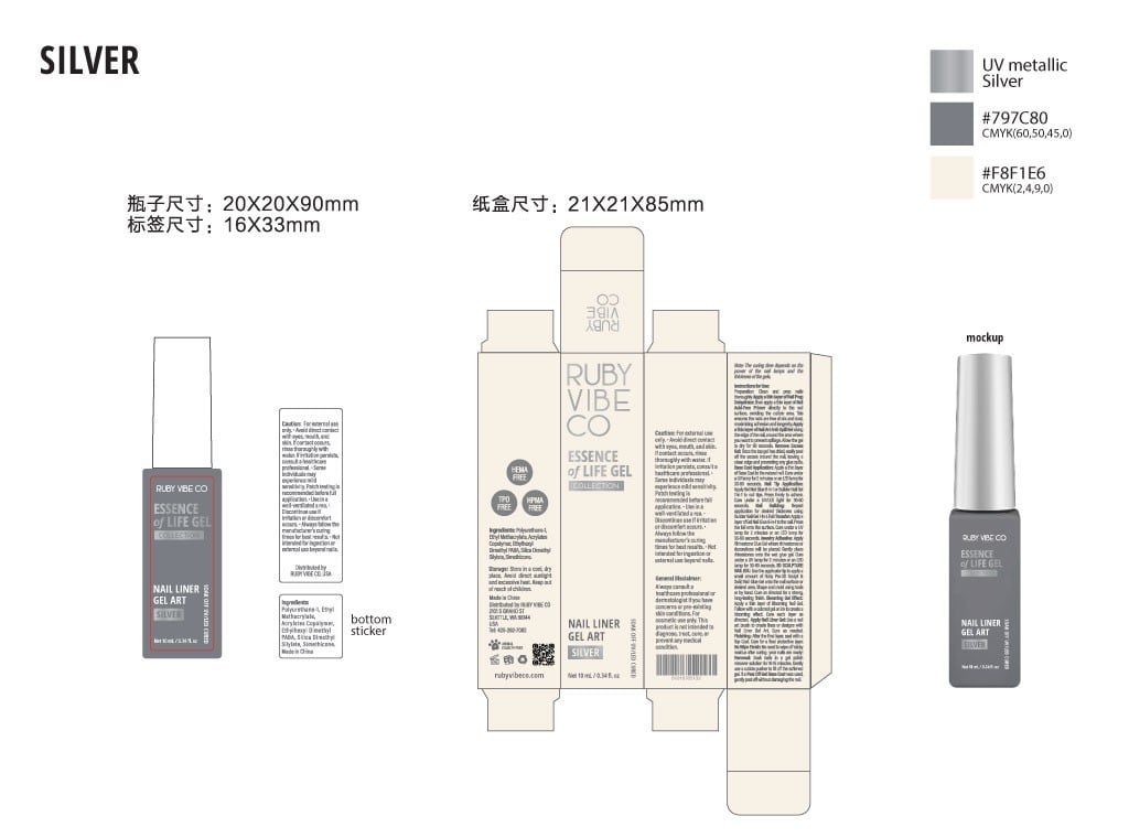 A complete packaging design specification for Ruby Vibe Co 