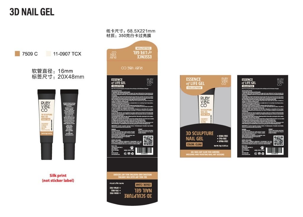 A product packaging design sheet for Ruby Vibe Co