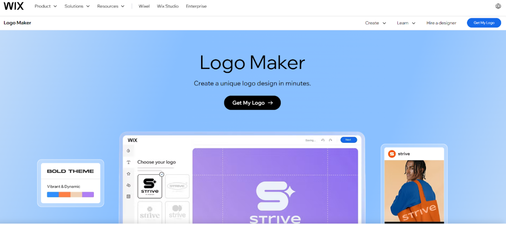screenshot wix website for logo maker